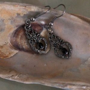 Silver and onyx earrings